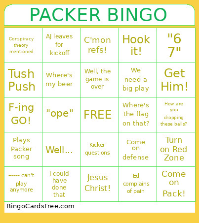 SUNDAY Bingo Card