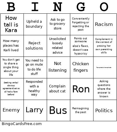 Sunday Call Bingo Card
