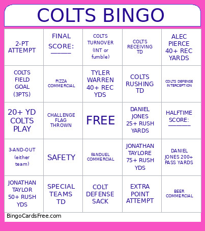 SUNDAY FOOTBALL Bingo Card