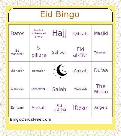Sunday School Eid Bingo