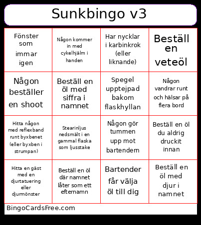 Sunk V3 Bingo Card