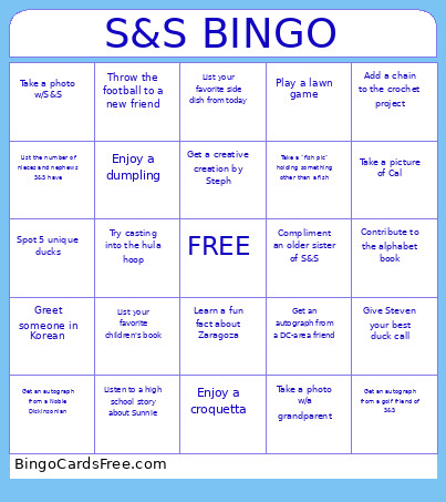 Sunnie & Steven Bingo Card