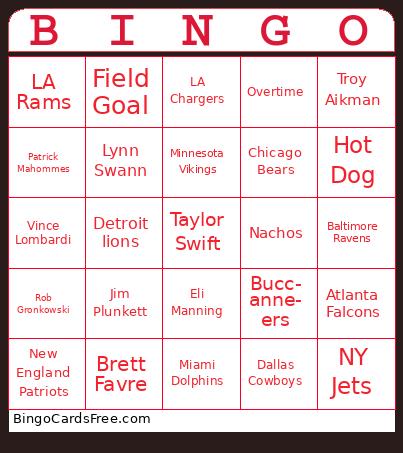 Super Bowl Bingo Cards Free Pdf Printable Game, Title: BINGO