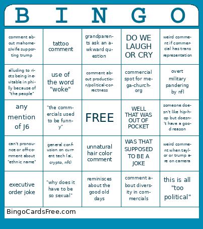 SUPER BOWL BINGO Cards Free Pdf Printable Game, Title: BINGO