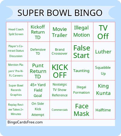 Super Bowl Bingo