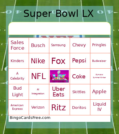 Super Bowl Bingo Card