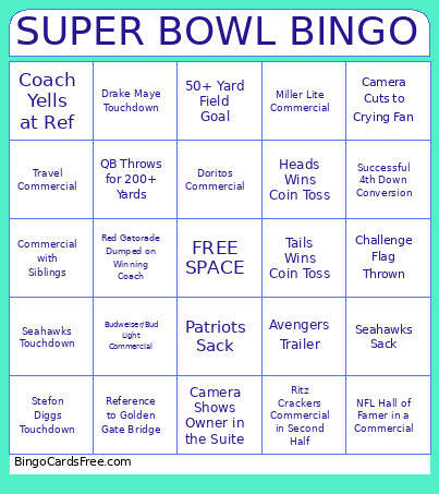 Super Bowl BINGO Cards - Free Unlimited #15