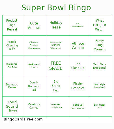 Super Bowl Bingo Card 3