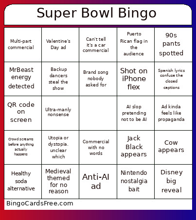 Super Bowl Bingo Card 2