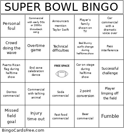 SUPER BOWL Bingo Card 3