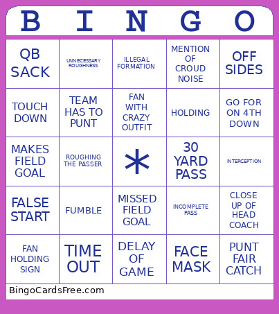 Super Bowl Bingo Card 2