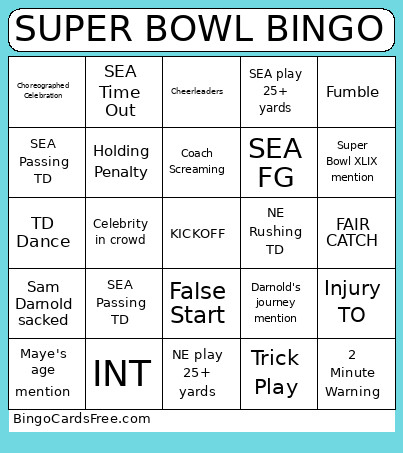 SUPER BOWL Bingo Card 3