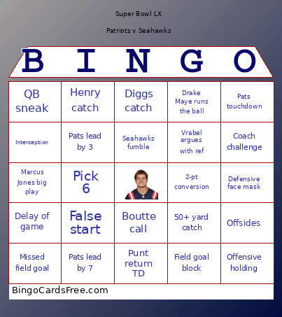 Super Bowl LX Bingo Card 2