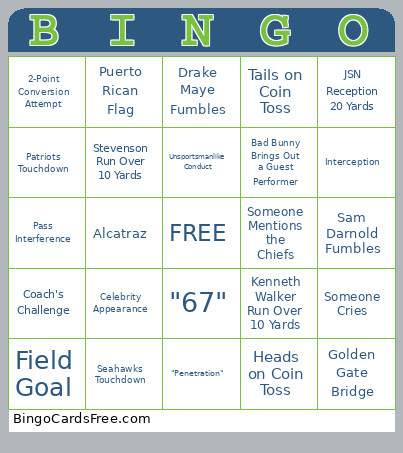 SUPER BOWL LX Bingo Card