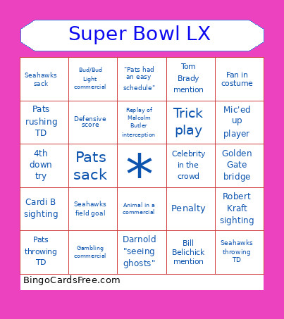 Super Bowl LX Bingo Card 4