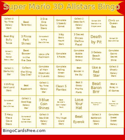 Super Mario 3D Allstars Accend Bingo
