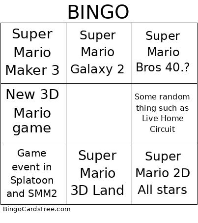 Super Mario Bros 40th Anniversary Bingo Card
