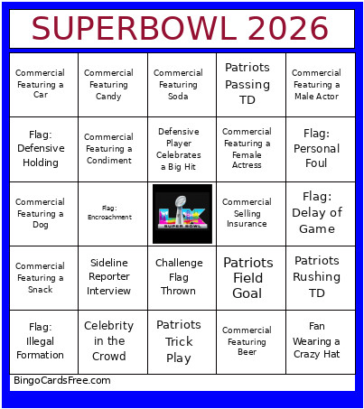 Superbowl 2026 Bingo Cards