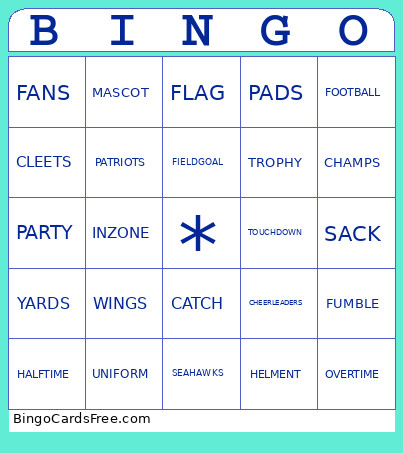 SUPERBOWL Bingo Card