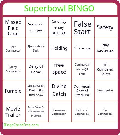 Superbowl BINGO