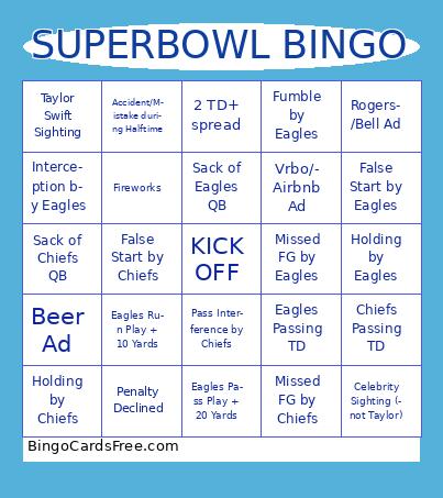 Adelaide Bingo Cards Free Pdf Printable Game, Title: SUPERBOWL BINGO
