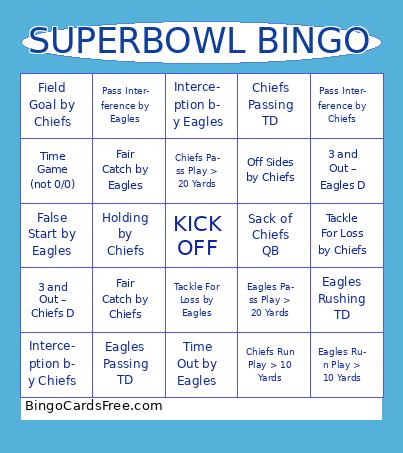 Ida Jorge  Bingo Cards Free Pdf Printable Game, Title: SUPERBOWL BINGO