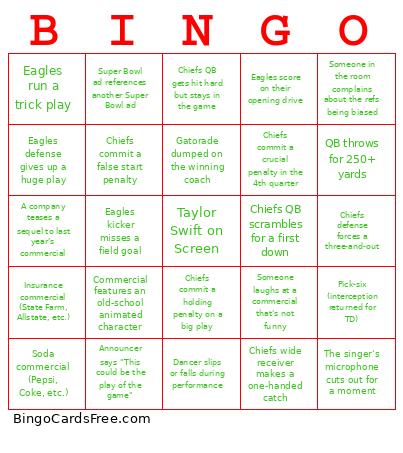 Superbowl Bingo Card 2