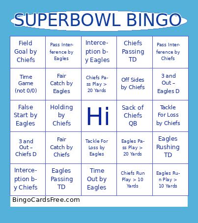Bingo Cards Free Pdf Printable Game, Title: SUPERBOWL BINGO