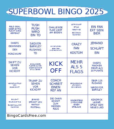 SUPERBOWL 2025 Bingo Card 2