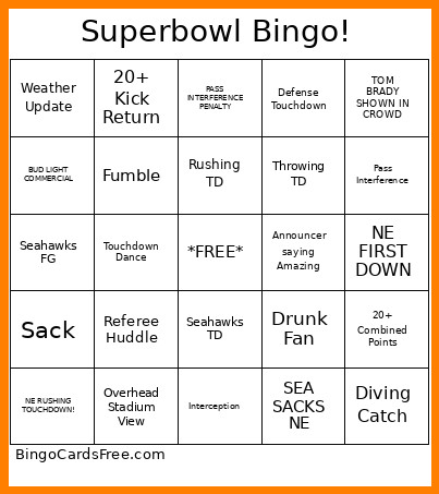 Superbowl ! Bingo Card