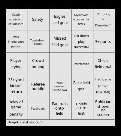 Superbowl LIX Bingo