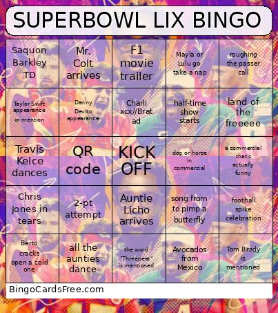 SUPERBOWL LIX BINGO
