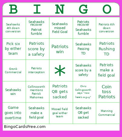 SUPERBOWL LX Bingo Card 2
