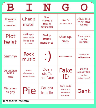 Supernatural Bingo Card