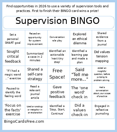 Supervision Bingo Card