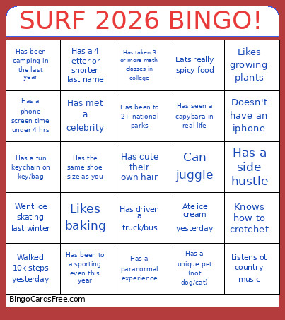 SURF 2026 ! Bingo Card