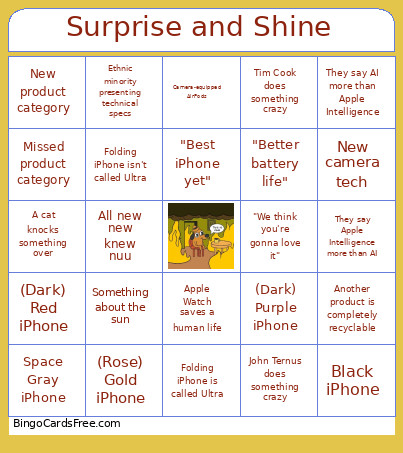 Surprise And Shine Bingo Card