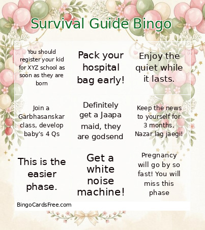 Survival Guide Bingo Card