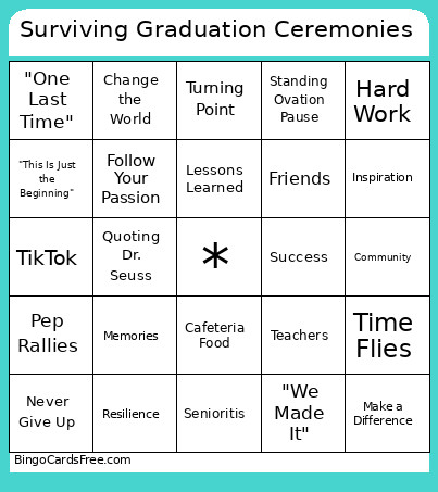 Surviving Graduation Ceremonies Bingo Card