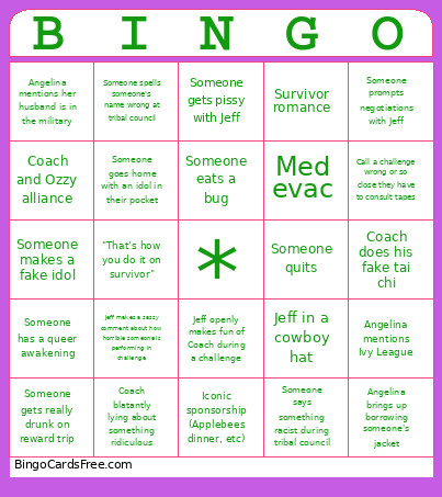 Survivor 50 UPDATED Bingo Card