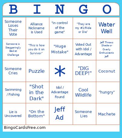 Survivor Bingo Card