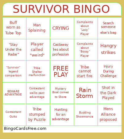 SURVIVOR Bingo Card 2