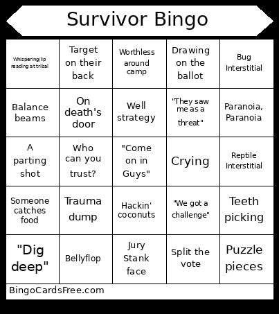 Survivor Bingo Card 7
