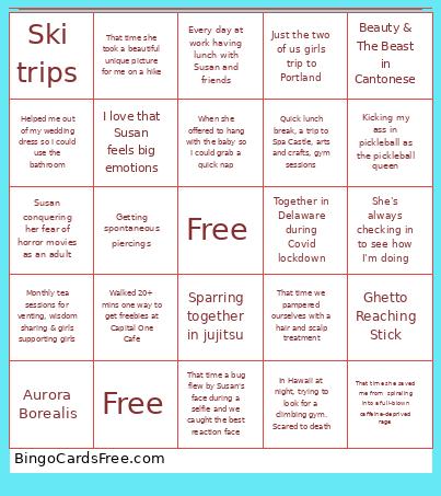 Susan Bridal Shower Bingo