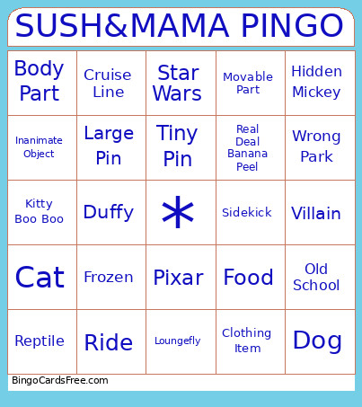 SUSH&MAMA PINGO Bingo Card