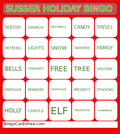 SUSSER HOLIDAY Bingo Card
