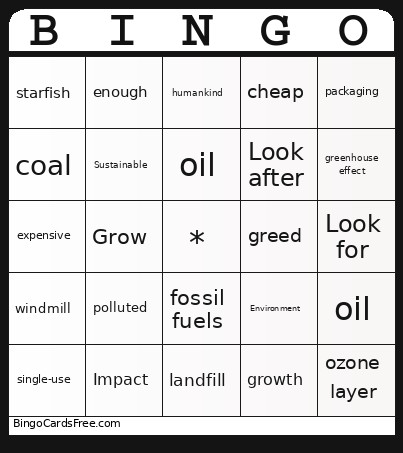 Sustainable Bingo Card