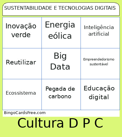 SUSTENTABILIDADE E TECNOLOGIAS DIGITAIS Bingo Card
