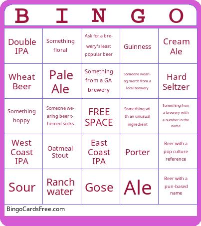 Suwanee Beer Fest 2025 Bingo