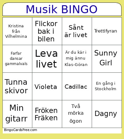 Svenska Klassiker Bingo Card